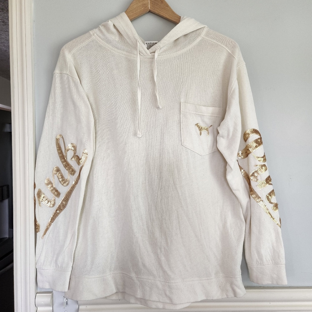 PINK Victoria Secret Creme Bling Light Pull over sweater